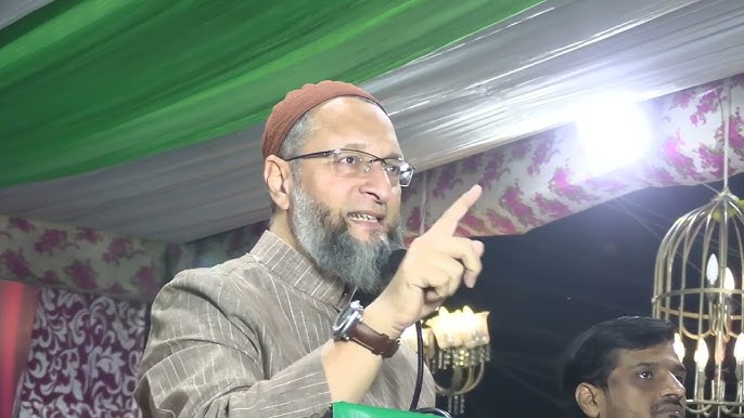 Asaduddin Owaisi addresses the election public meeting in Shaheen Bagh in Delhi