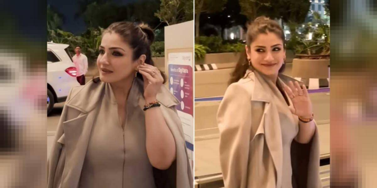 Raveena Tandon gifted her golden earrings to paparazzo at Mumbai airport