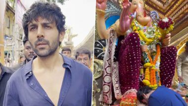 Kartik Aaryan visits Lalbaugcha Raja seeks blessing from Lord Ganesha