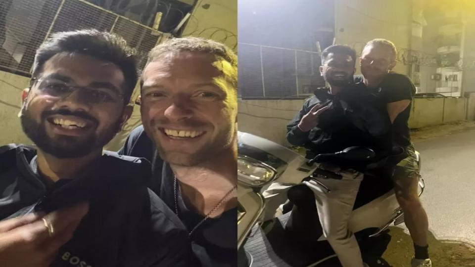 Coldplay’s Chris Martin takes a scooter ride in Ahmedabad