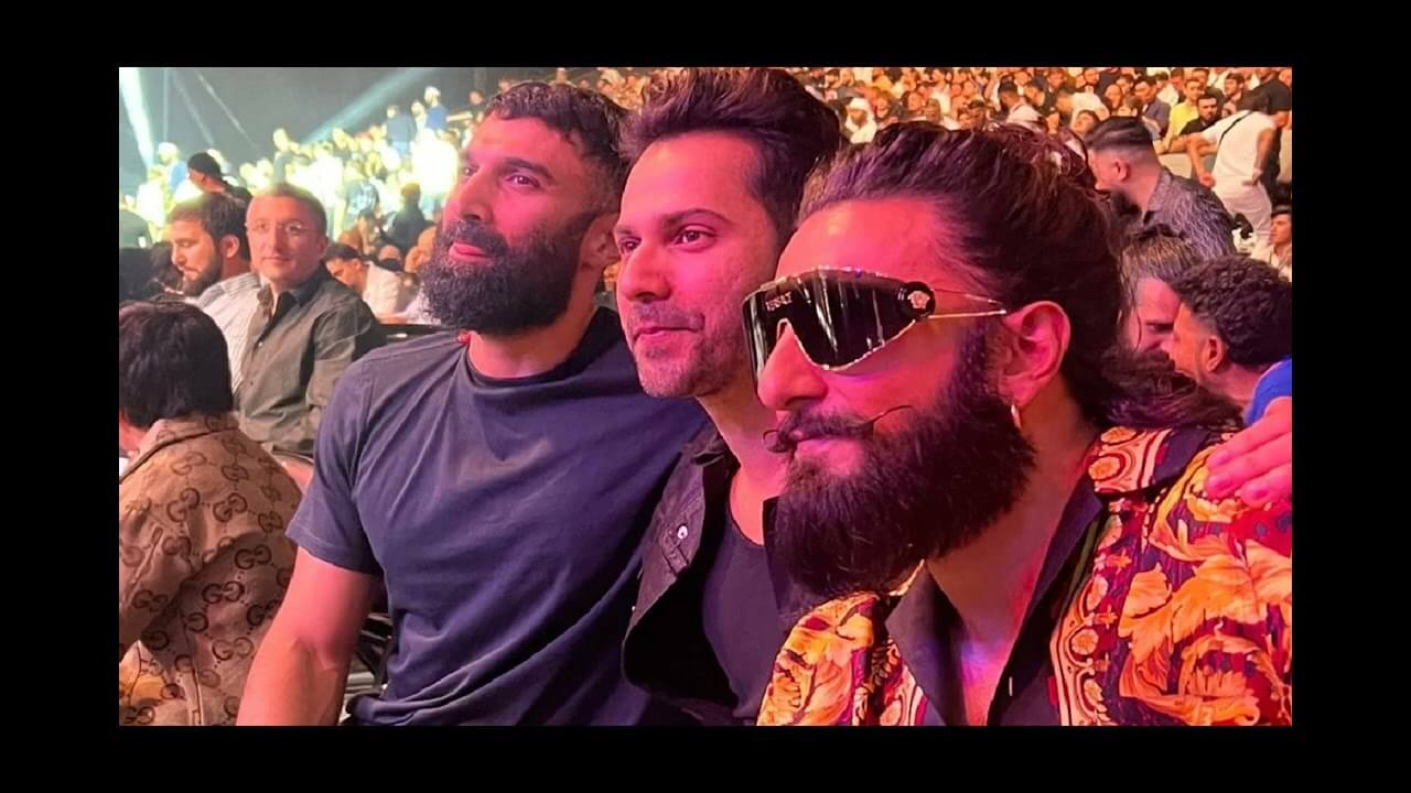 Ranveer, Varun Dhawan and Aditya Roy Kapur clicked at UFC match in Abu Dhabi