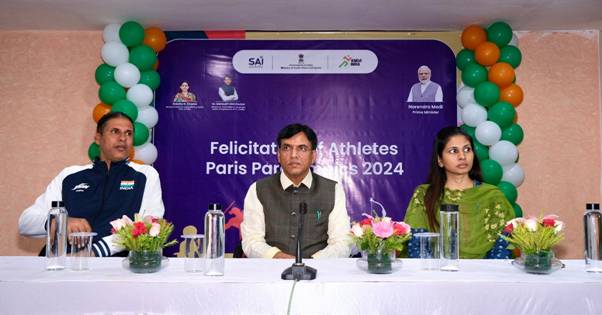 Sports & Youth Affairs Minister Felicitates Indian Paralympics Contingent