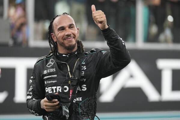 Hamilton performed celebratory donut spins in his final Mercedes race