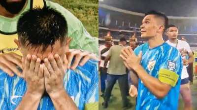 Sunil Chhetri breaks down in tears after farewell game for India vs Kuwait in FIFA WC Qualifiers