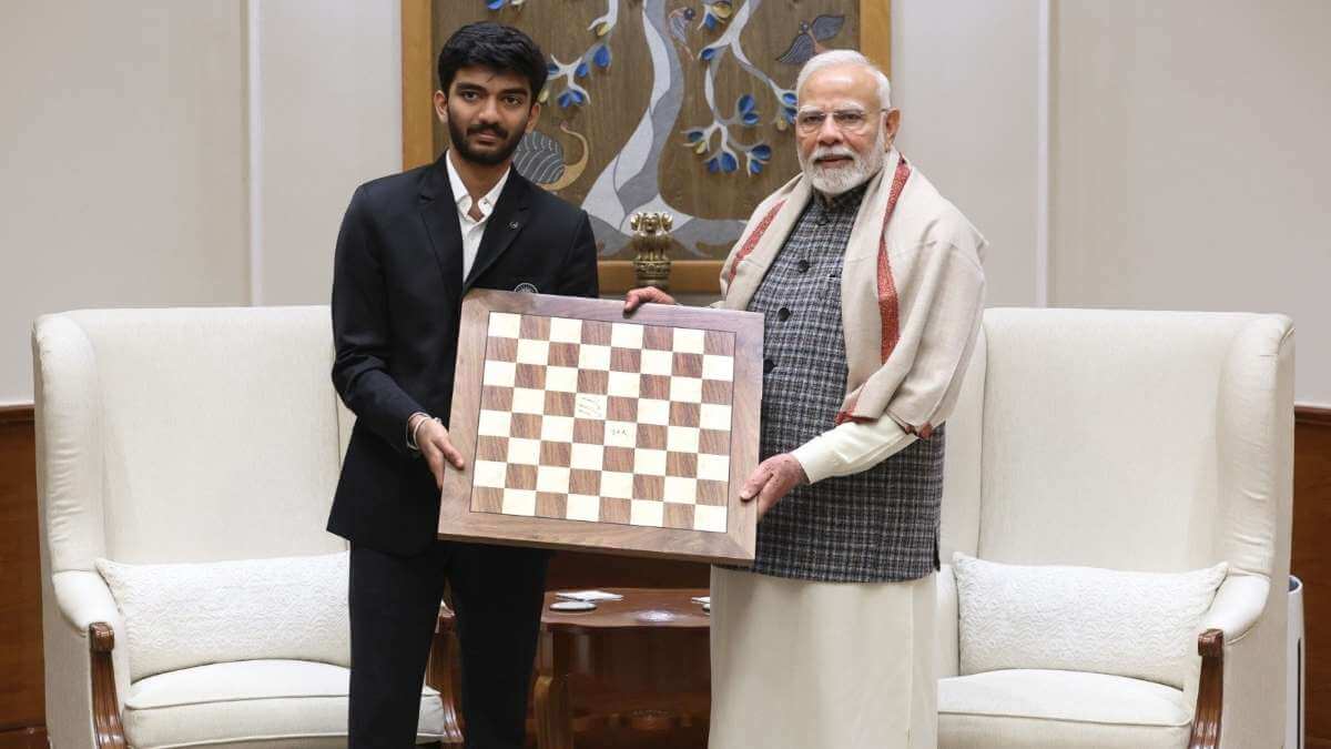 PM Narendra Modi meets D Gukesh, receives signed chess board from world champion