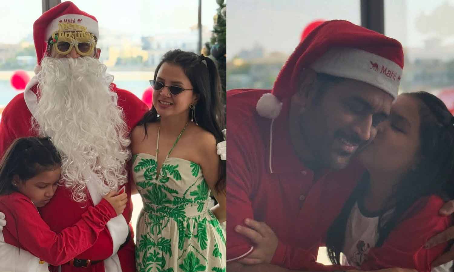 MS Dhoni turns Santa Claus for family Christmas with wife and daughter