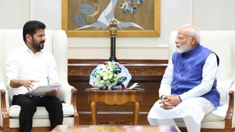 CM Revanth meets PM Modi and discuss SLBC tunnel collapse, pending projects