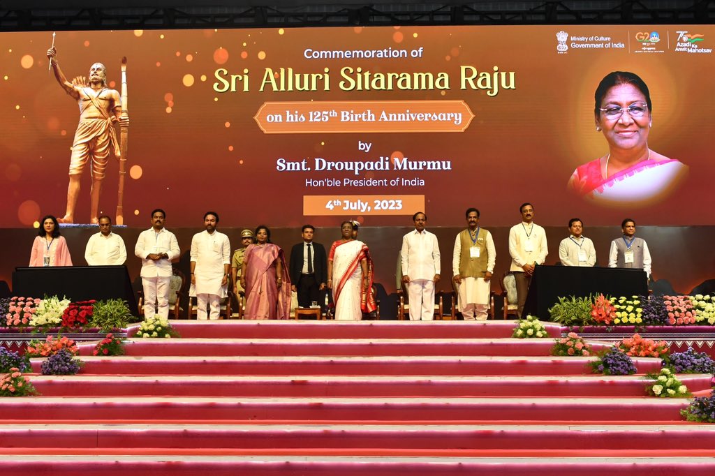 presidentdroupadimurmuaddressesclosingceremonyof125thbirthanniversaryofsriallurisitaramarajuathyderabad