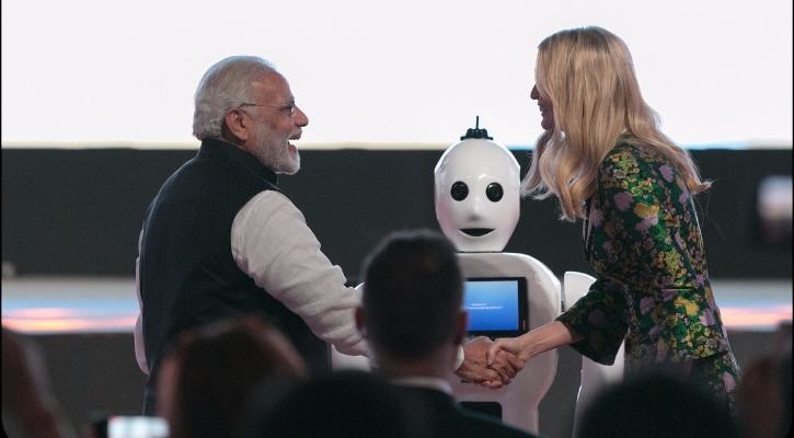 ges2017:mitramadeinindiarobotgreetspmmodiivankatrump