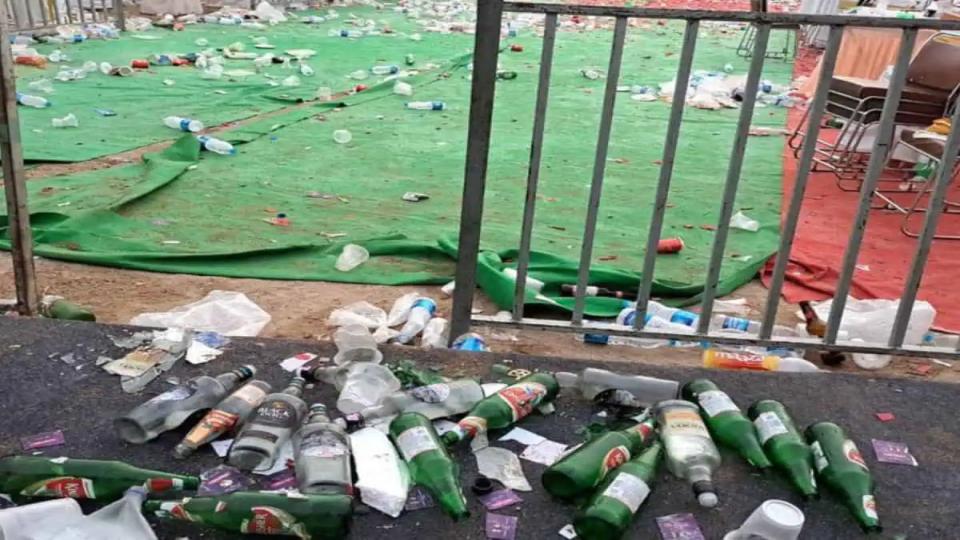 Trash piles up at Uppal Municipal Stadium in Hyderabad after New Year party