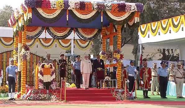 Telangana Governor Jishnu Dev Varma unfurls the national flag at Parade Grounds