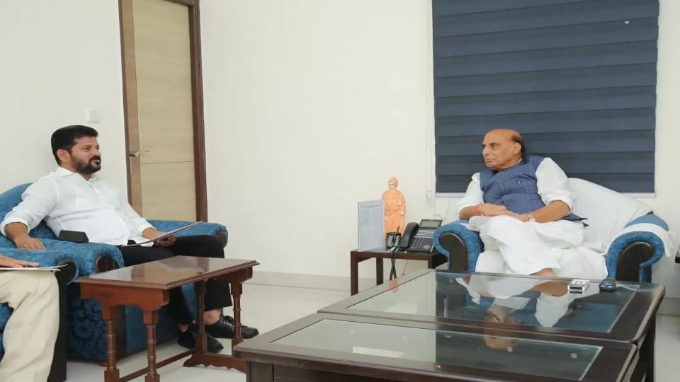 CM Revanth Reddy meets Defence Minister Rajnath Singh in New Delhi