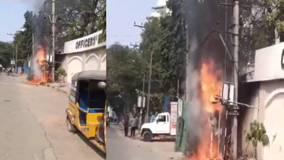 Transformer blast causes fire on Chanchalguda Road