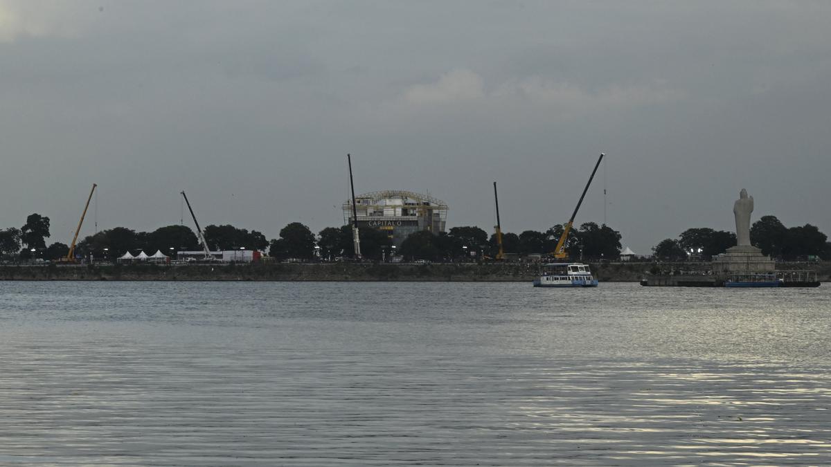 CM Revanth Reddy inspects Immersion Cranes at Tank Bund