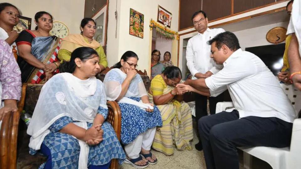 KTR visits family of elderly couple murdered in Bagh Amberpet