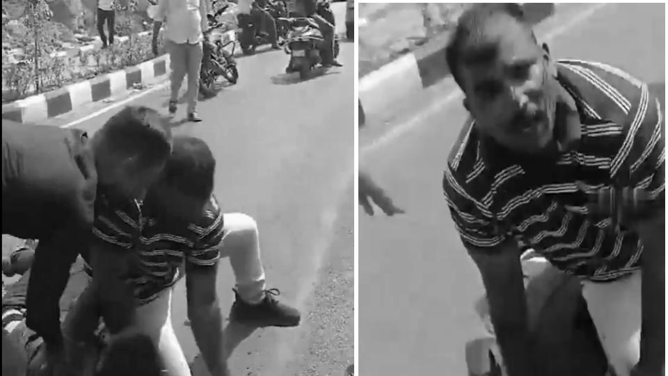 Video of Police constable attacked with beer bottle in Banjara Hills Rd no 12