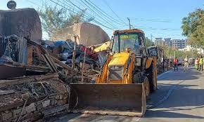 GHMC Demolishes Encroachments on Footpaths in Uppal