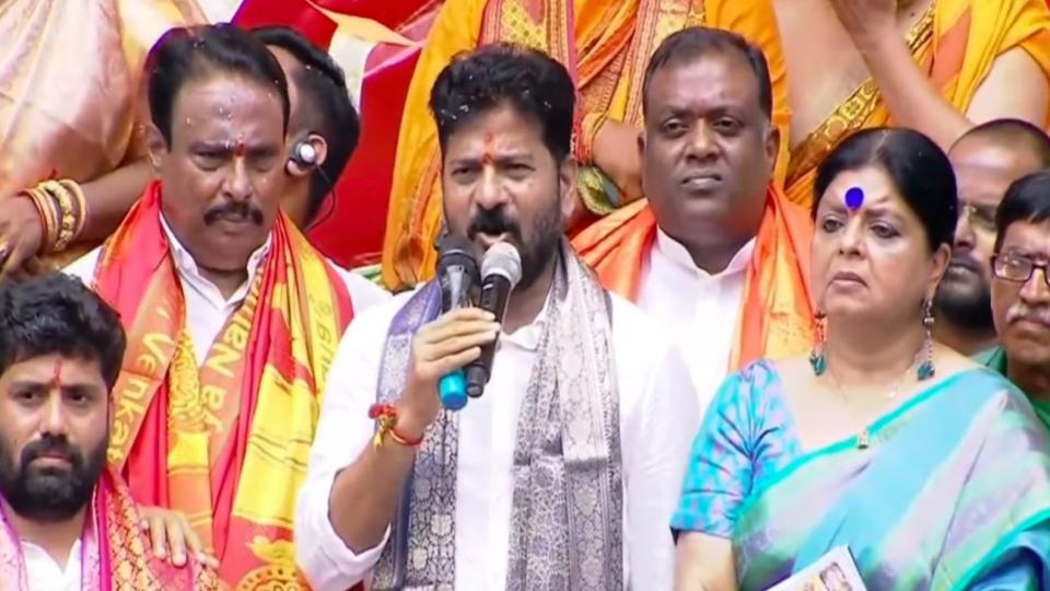 CM Revanth Reddy participates in Ganesh Puja celebration in Khairatabad