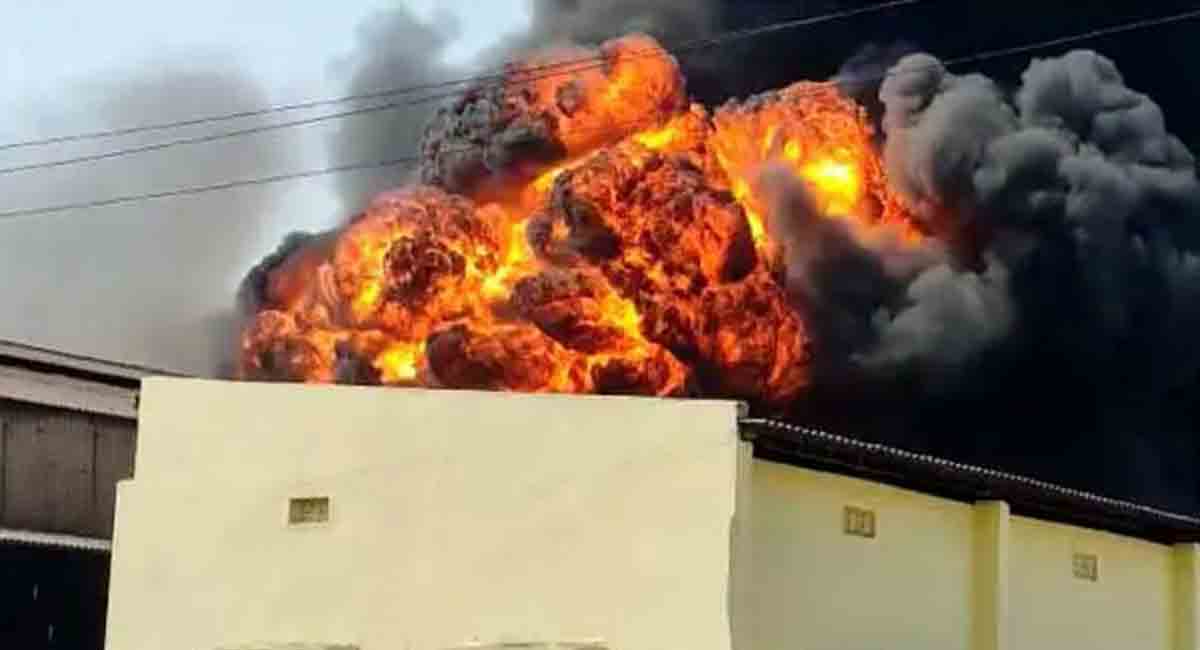 Reactor blast triggers massive fire in pharma company in Sangareddy