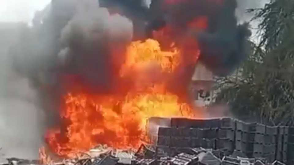 Massive fire breaks out at plastic crate warehouse in Quthbullapur