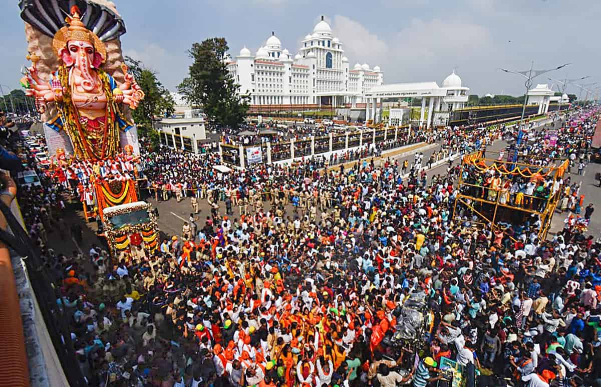 Grand final procession of Ganesh idols begin across Telangana