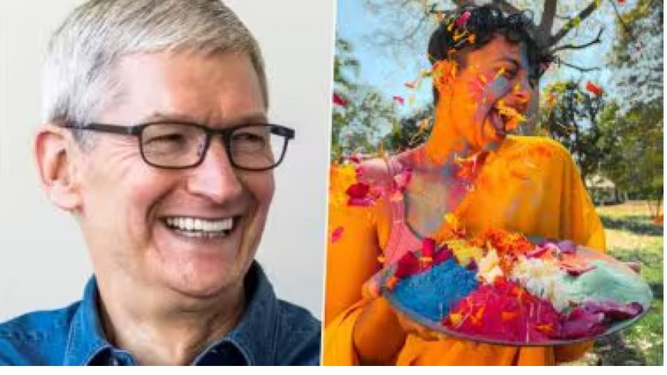 Happy Holi, says Apple CEO Tim Cook with colourful picture