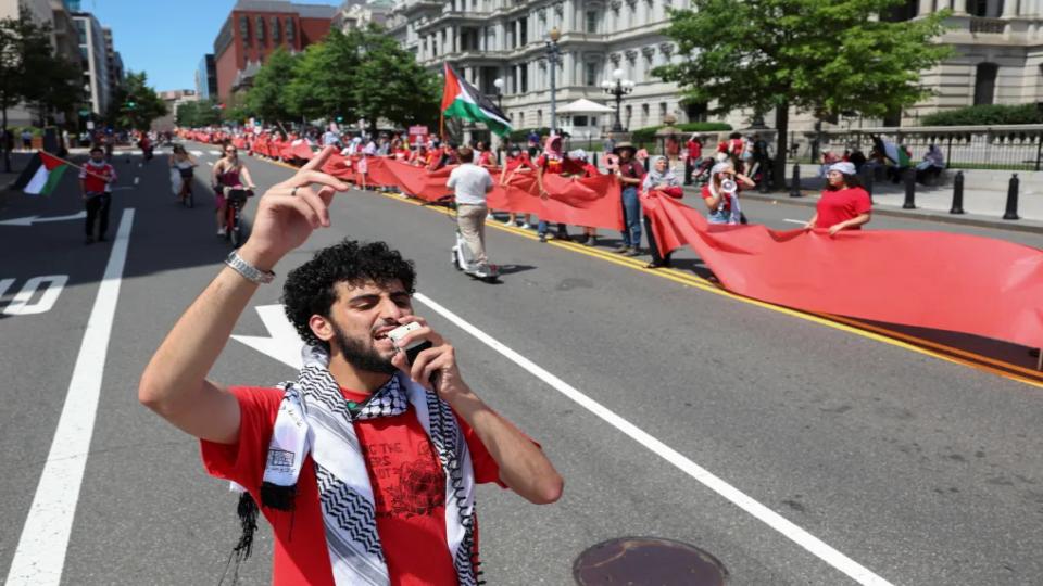 Video of Pro-Palestine protesters surround White House