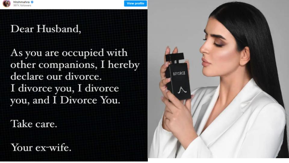 Dubai Princess Sheikha Mahra launches perfume ‘Divorce’ after split from husband