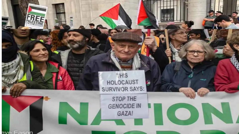 Holocast survivors rally for Gaza in London marking Oct 7 anniversary