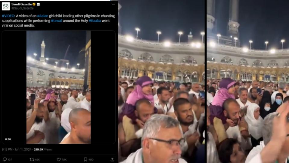 Video of Asian girl child leads Tawaf supplication in Makkah