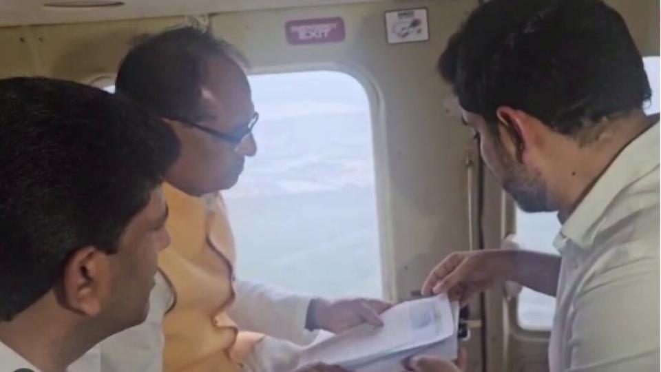 Shivraj Chouhan conducts aerial survey of flood-affected areas in Vijayawada