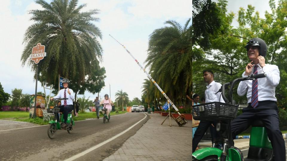 US Ambassador enjoys e-scooter ride in Kolkata