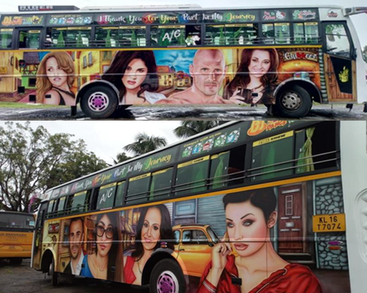 Kerala Pornstars - Paintings of prominent pornstars have made a tourist bus an internet  sensation..