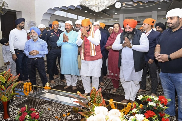 Haryana CM Nayab Singh Saini pays obeisance at Gurudwara Nada Sahib