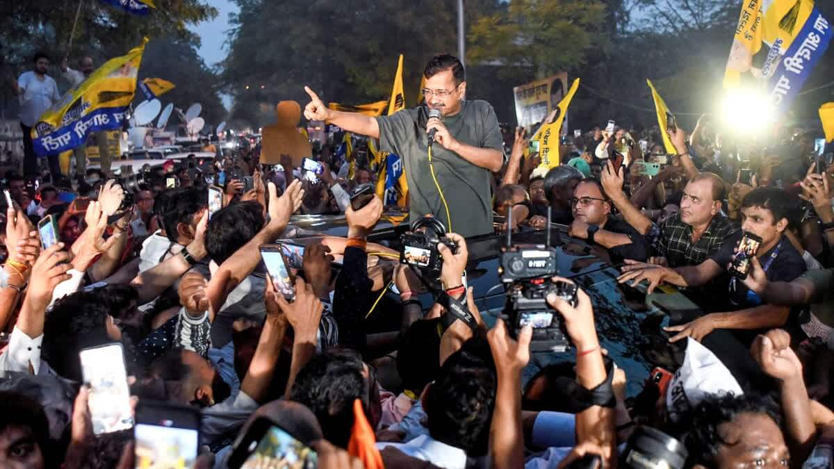 Arvind Kejriwal receives rousing welcome by AAP workers as he walks out of jail after bail