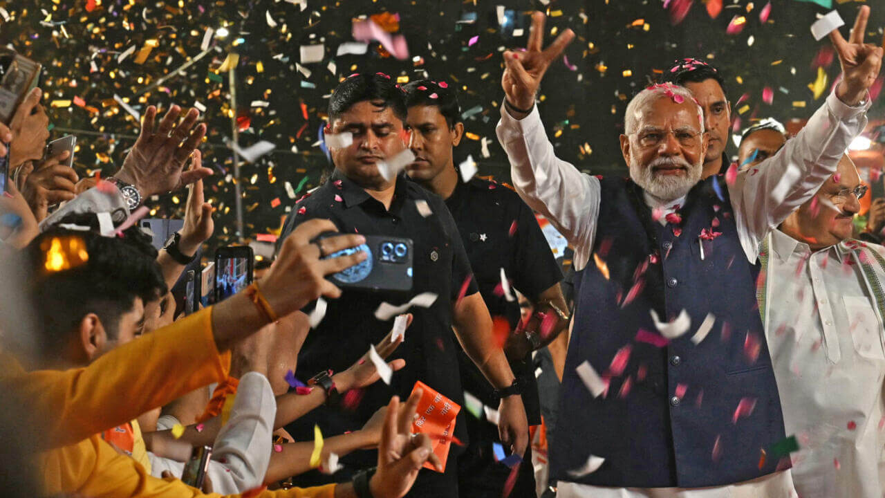 PM Modi addresses party workers as BJP celebrates victory in Maharashtra