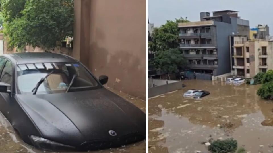 BMW M340i Worth ₹83 Lakh Partially Submerged In Floodwaters in Haryana