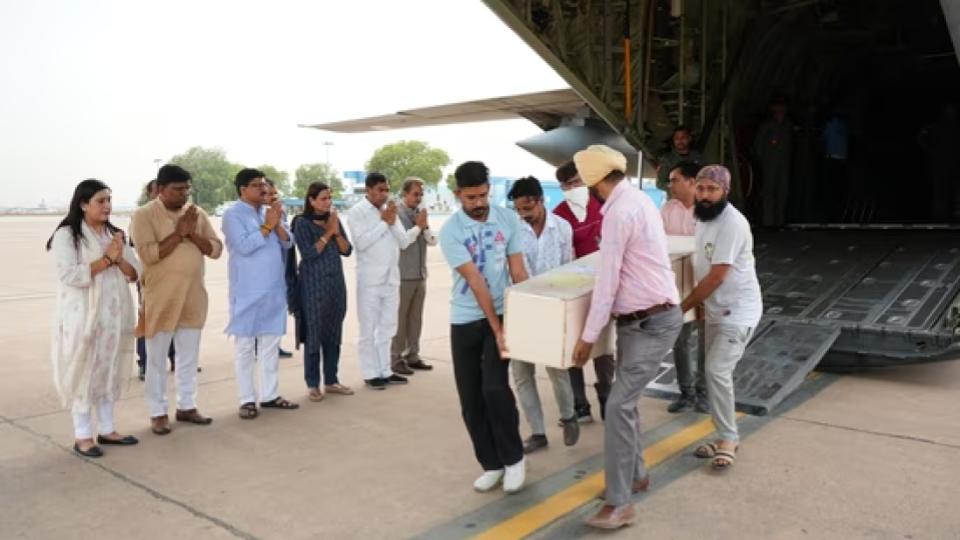 Flight carrying mortal remains of Indians killed in Kuwait fire lands in Delhi