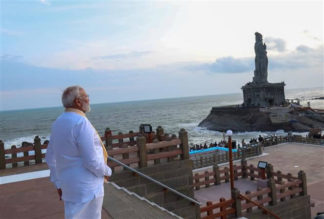 pmmodibegins2daylongmeditationatvivekanandarockmemorialinkanyakumari