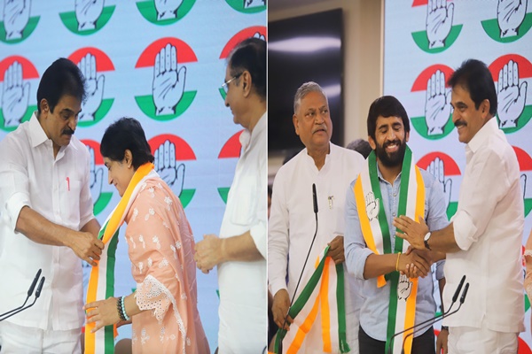 Bajrang Punia and Vinesh Phogat joins Congress ahead of Haryana Assembly Polls