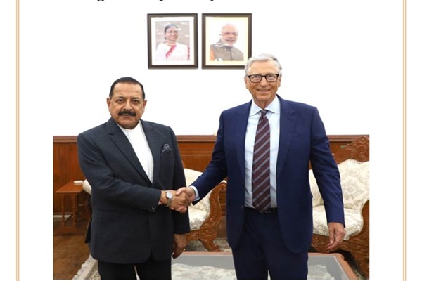 Union Minister Dr Jitendra Singh discusses expansion of private sector and startup participation with Bill Gates 