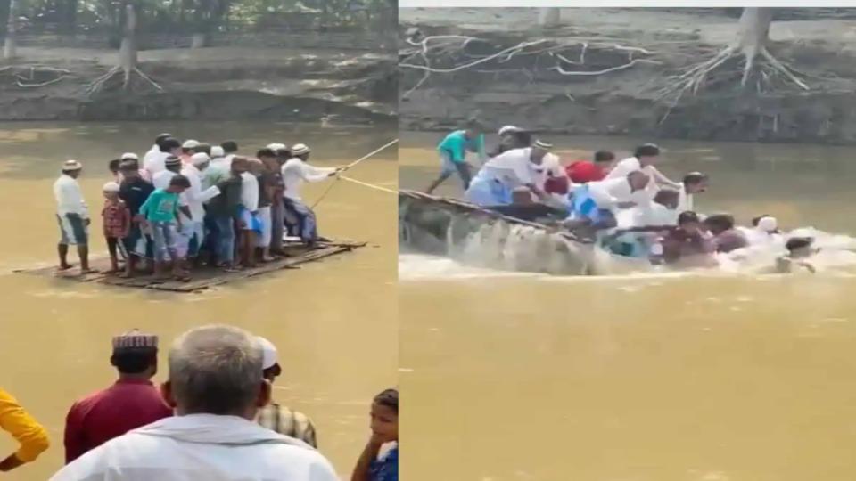 Makeshift boat overturns in river with people enroute a funeral in Bihar