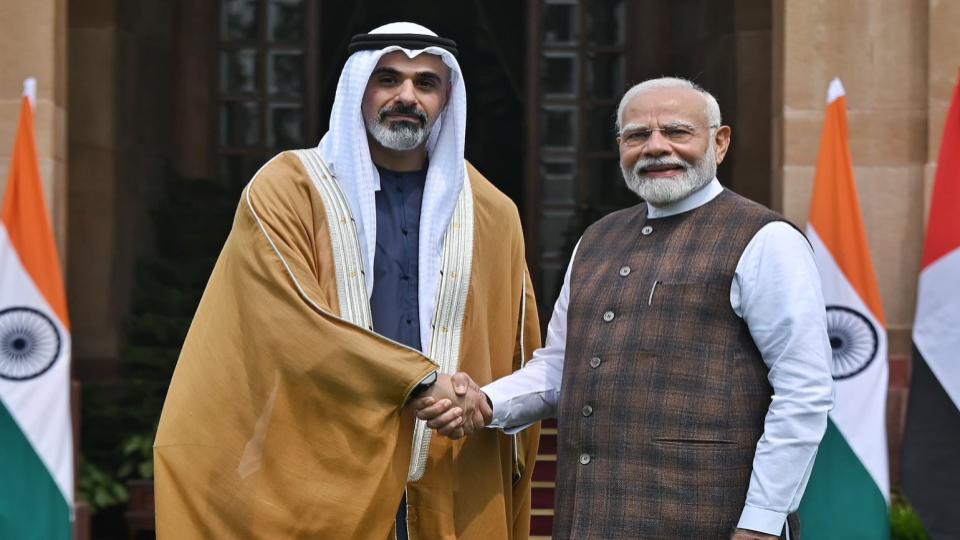 Abu Dhabi Crown Prince meets PM Modi at Hyderabad House