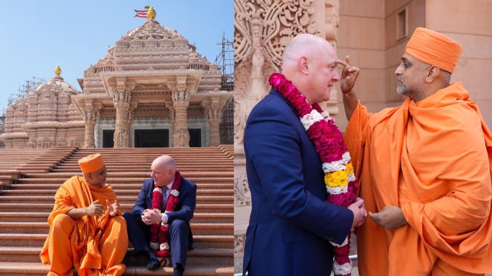 New Zealand PM Luxon visits Swaminarayan Akshardham Temple in Delhi