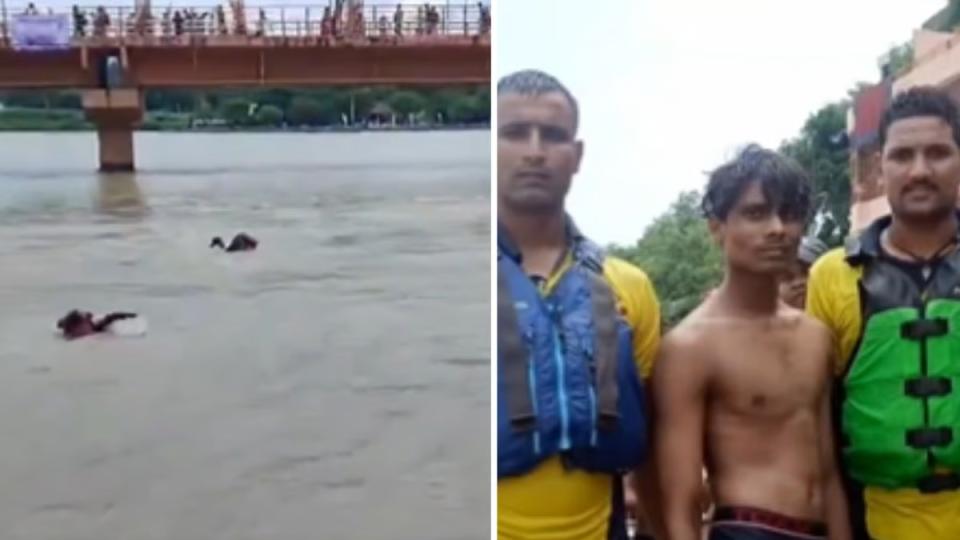 Video of SDRF Jawan Aashiq Ali Jumps Into River Ganga To Save Drowning Kanwariya