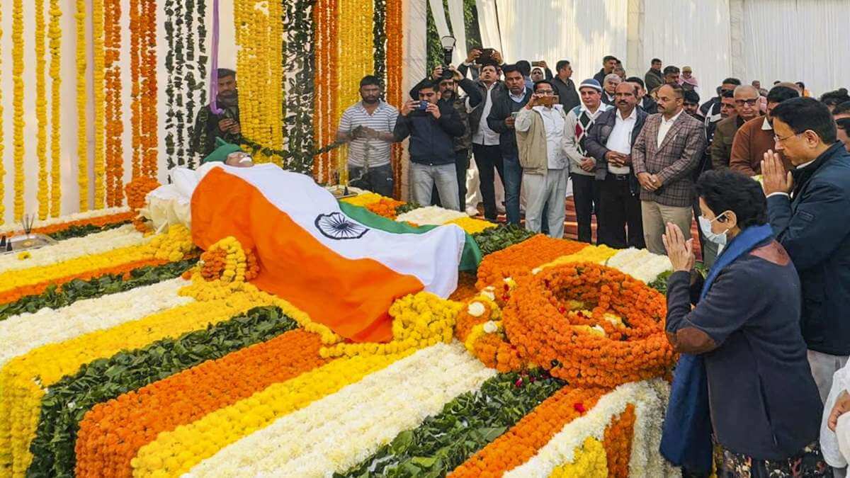 Former Haryana CM Om Prakash Chautala cremated with state honours in Sirsa