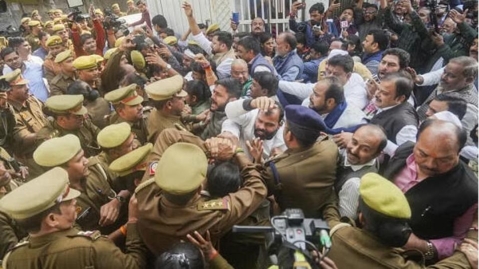 Prevented from reaching Sambhal, Congress workers scuffle with police