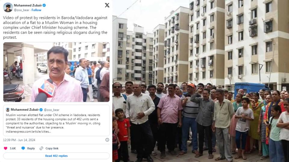 Video of Protest In Vadodara As Muslim Woman Gets Flat Under CM Housing Scheme