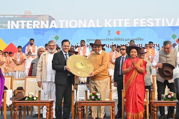 Gujarat International Kite Festival begins at Sabarmati Riverfront