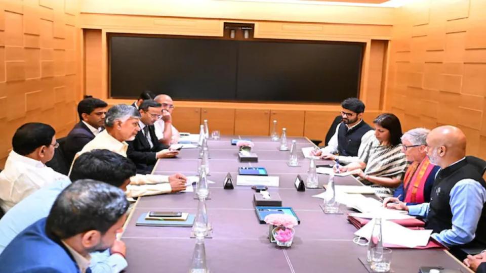 Bill Gates discusses healthcare, technology with JP Nadda, Chandrababu Naidu